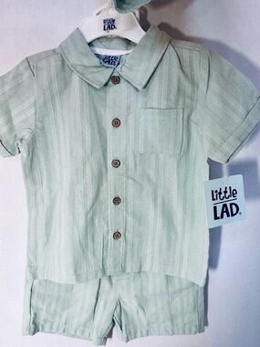 Little Lad Children’s Shirt, Shorts & Hat Set Size 24 Month 100% Cotton NWT